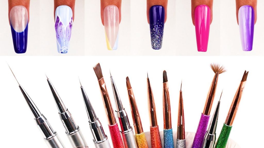 image of nail art brushes with fine tips used for intricate designs