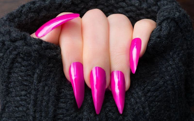 long stiletto nails suit bold lipstick colors