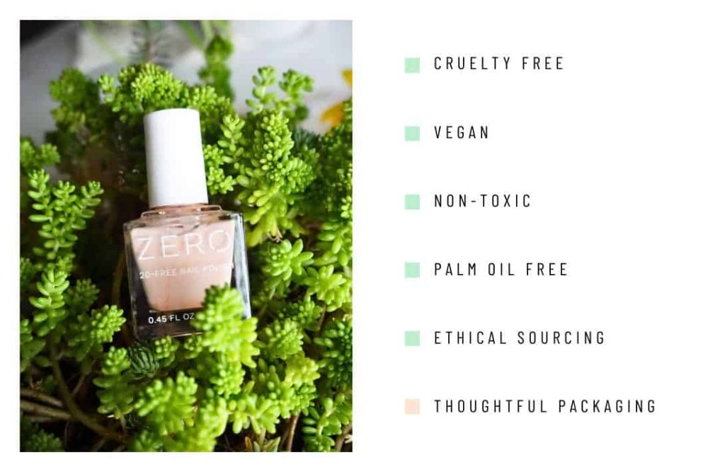 non-toxic nail polish bottles labeled vegan, organic, cruelty-free